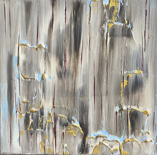 "Gilded Whispers: A Textured Abstract Journey"