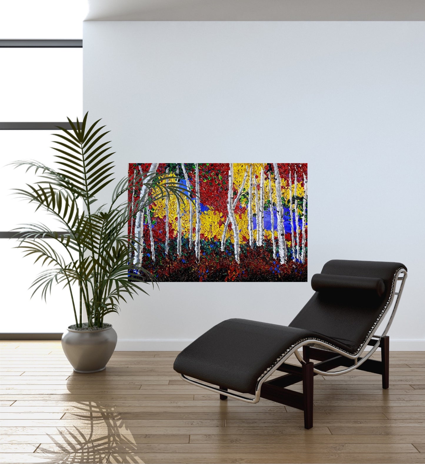 "Autumn Serenade: Birch Trees in Heavy Impasto"