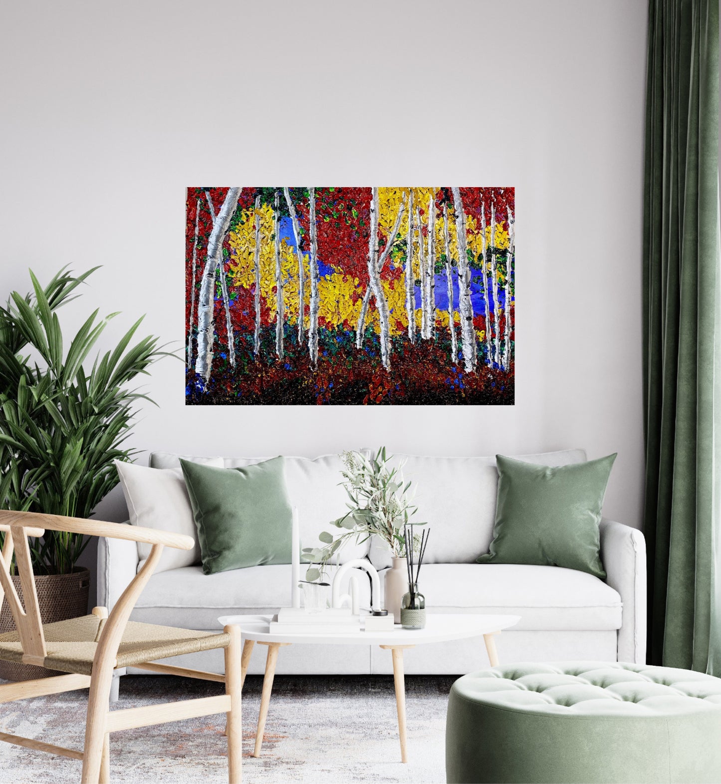 "Autumn Serenade: Birch Trees in Heavy Impasto"